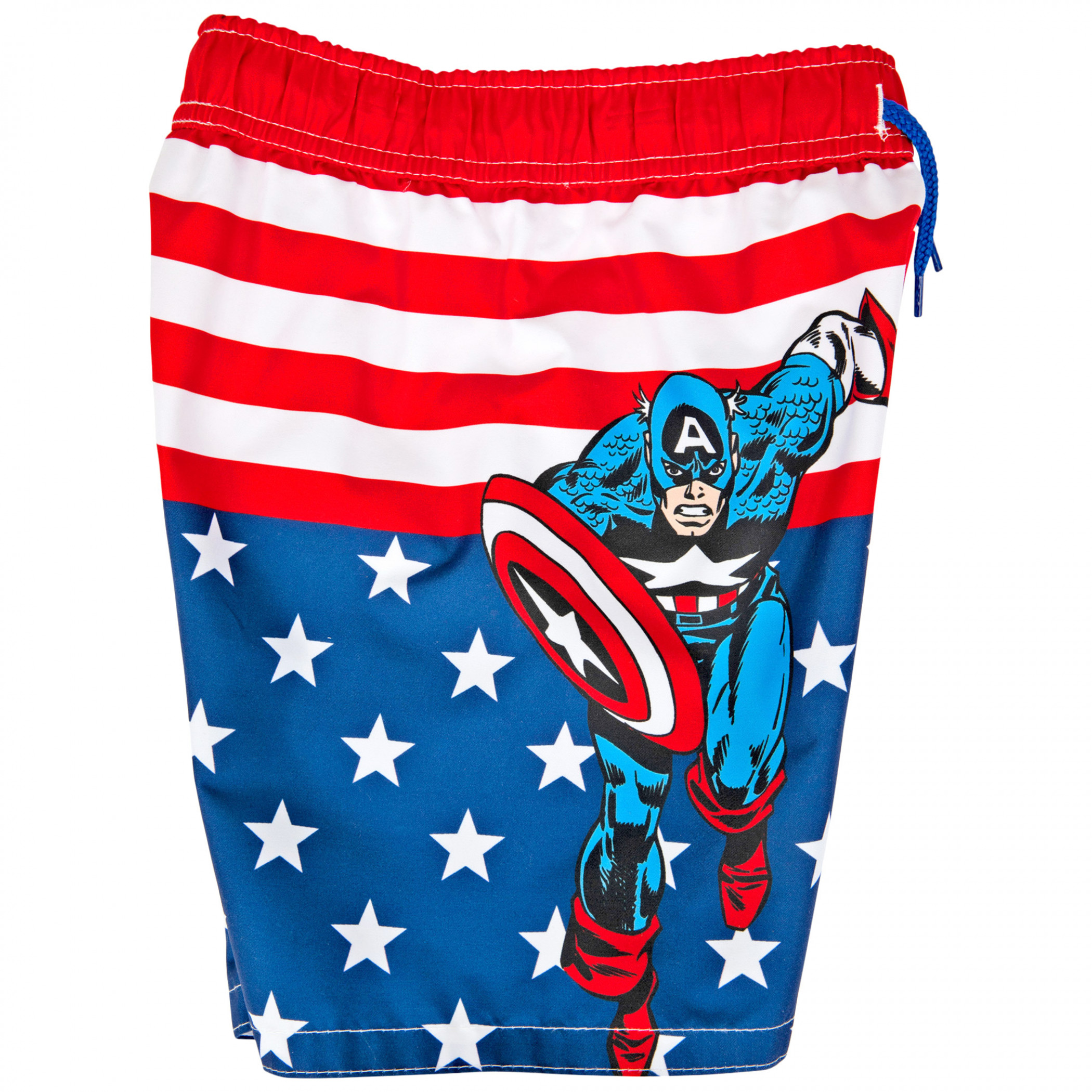 Captain America Character With Stars and Stripes Youth Swim Shorts
